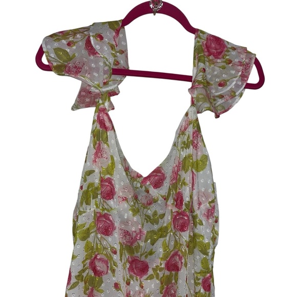 Betsey Johnson XXL Pepper Midi Dress Sonic White Floral Pink Roses NWT 2x new - Picture 6 of 10